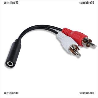 Ss❃2in1 สายเคเบิลอะแดปเตอร์เสียง 3.5 มม. เป็น 2rca หัวบัวคู่ av