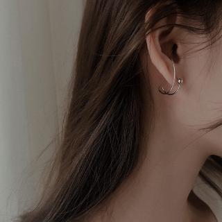 ต่างหูห่วง ลูกปัด ต่างหูแบบติดหู INS Earrings Bead Semicircle Ear Studs Simple Korean Fresh Personality Jewelry