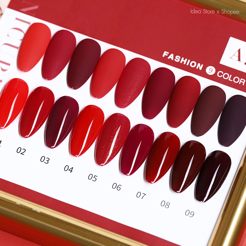 สีเจล สีทาเล็บเจล AS ( รหัส AJN ) สีแดง 9 เฉด 15ml รูปที่ 2
