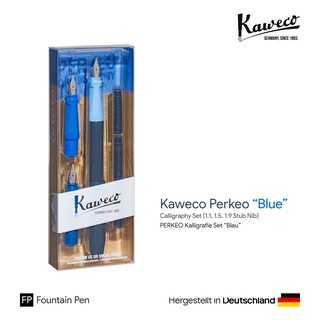 Kaweco Perkeo Calligraphy Set "Blue" - ชุดปากกาหมึกซึมหัวตัดคาเวโก้เพอเคียว รุ่นสีน้ำเงิน