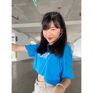 เสื้อครอป เอวลอย ส่งฟรี BLURRR reflex (blue)* Crop Top 🤖💤💙