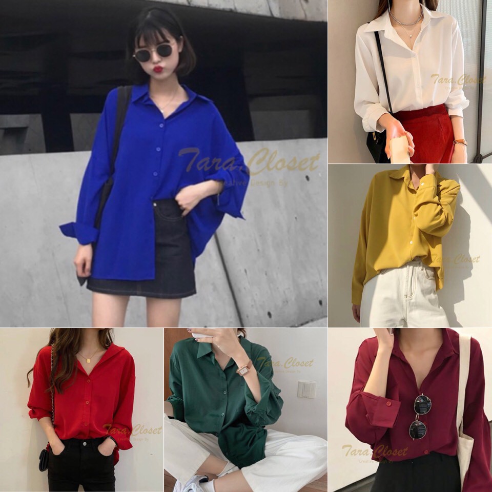 IT022 TARA Shirt Colorful เสื้อเชิ้ตคอปก รุ่นสีสันคัลเลอร์ฟูล แขนยาว ดีไซน์เก๋ ผ้าไหมอิตาลี ผ้าไม่หนามาก