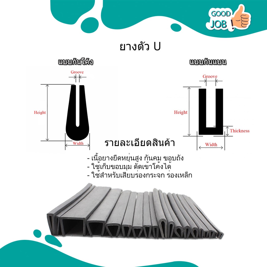 ยางกันบาดเสียบร่องกันคมเพื่อขอบกันบาดสามารถใส่กระจกหรือรองชุดแต่ง หลายขนาด