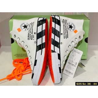 Converse off-white รองเท้าผ้าใบผูกเชือกแบบหุ้มข้อพร้อมกล่อง