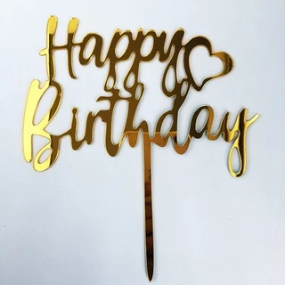 อะคริลิค 50 แบบ 10 ชิ้น / แพ็ค ​ป้ายปักหน้าเค้กวันเกิด ทรงกลม รูปตัวอักษร Happy Birthday น่ารัก สําหรับตกแต่งเค้ก ขนมหวาน ปาร์ตี้วันเกิด