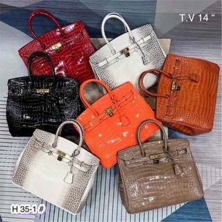 MS HM bk CROC 14” 35-1 /mab กระเป๋าแบรนด์เนม กระเป๋าปั้มแบรนด์👛