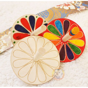 ลูกข่างไม้ ของเล่นไม้ ลูกข่างไม้ระบายสี พร้อมสี+พู่กัน Wooden top with Poster color