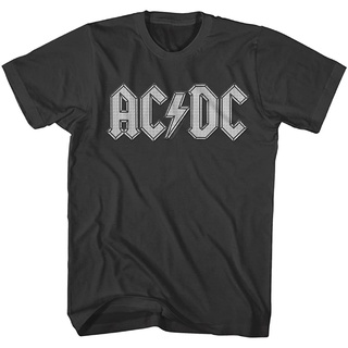 เสื้อยืดอินเทรนด์ผู้ชายอินเทรนด์ผู้หญิงเสื้อยืด พิมพ์ลายโลโก้วงร็อค ACDC ฮาร์ดร็อค สีเทา สไตล์อเมริกัน คลาสสิกS-3XL