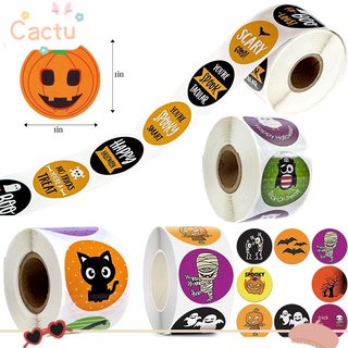 CACTU 500PCS/Roll DIY Crafts Pumpkin Labels Stickers Party Supplies Paper Seal Labels Halloween Stickers Gift Packaging Package Label Wedding Decor Round Sealing Craft Self Adhesive Candy Bags Sticker