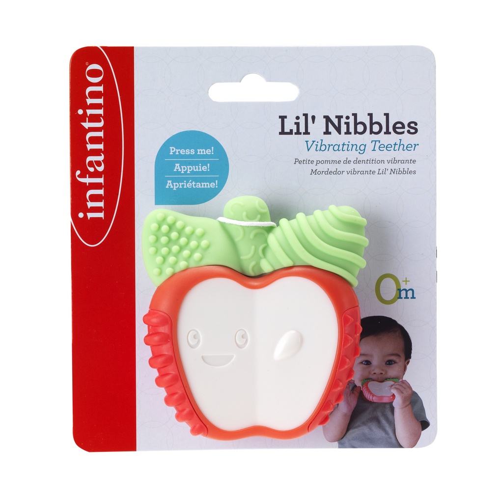 Infantino - Lil' Nibbles Vibrating Teether, Apple : ยางกัดแอปเปิ้ล