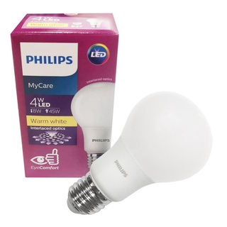 หลอดไฟ LED PHILIPS A60 4วัตต์ E27 สีเหลืองขาว