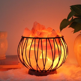 โคมไฟเกลือหิมาลายัน Himalayan Salt Lamp ROUND METAL BASKET