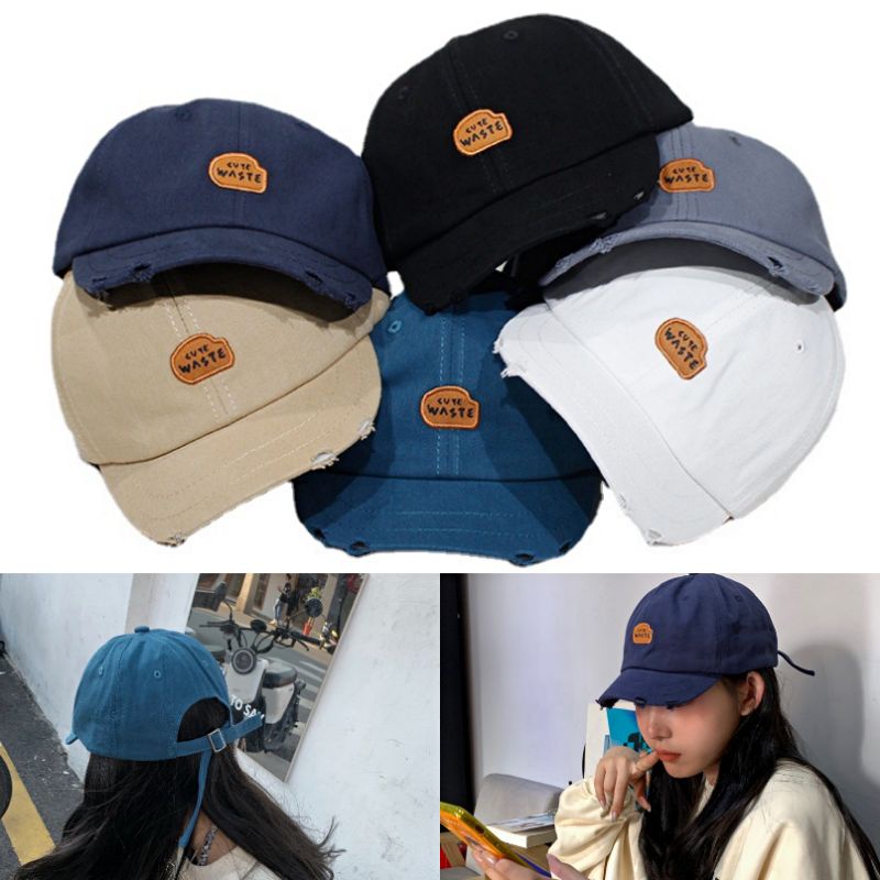 พร้อมส่งใน 1 วัน หมวกเเก๊ปปีกสั้น สไตล์ขาดๆ สุดเซอร์