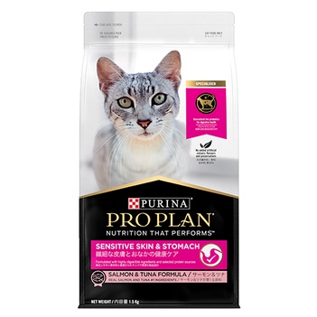 PRO PLAN SENSITIVE SKIN & STOMACH SALMON & TUNA สำหรับแมวโต ดูแลผิวหนังขนาด 1.5กก.