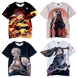 เสื้อยืดแขนสั้นลําลอง พิมพ์ลาย Demon Slayer Tanjirou Nezuko พลัสไซซ์