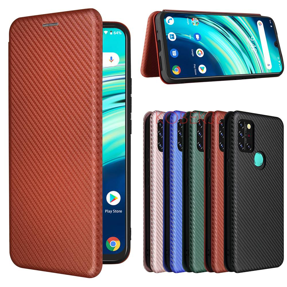 Umidigi A7S A9 A7 S5 Pro หรูหราคาร์บอนไฟเบอร์หนัง PU ปลอก Umidigi A7Pro A9 A9Pro S5Pro ฝาครอบแม่เหล็