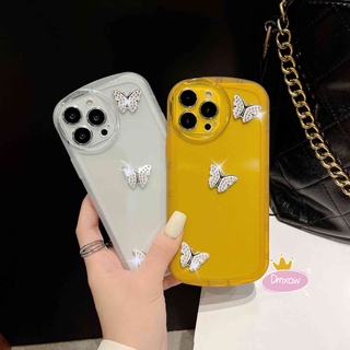 ใหม่ เคสโทรศัพท์มือถือ TPU ใส ปิดด้านหลัง ป้องกันเลนส์ ลายผีเสื้อ 3D สีมาการอง ประดับเพชร สําหรับ Redmi 12C Note 12 11 Pro+ A1 2022 11 Prime 4G