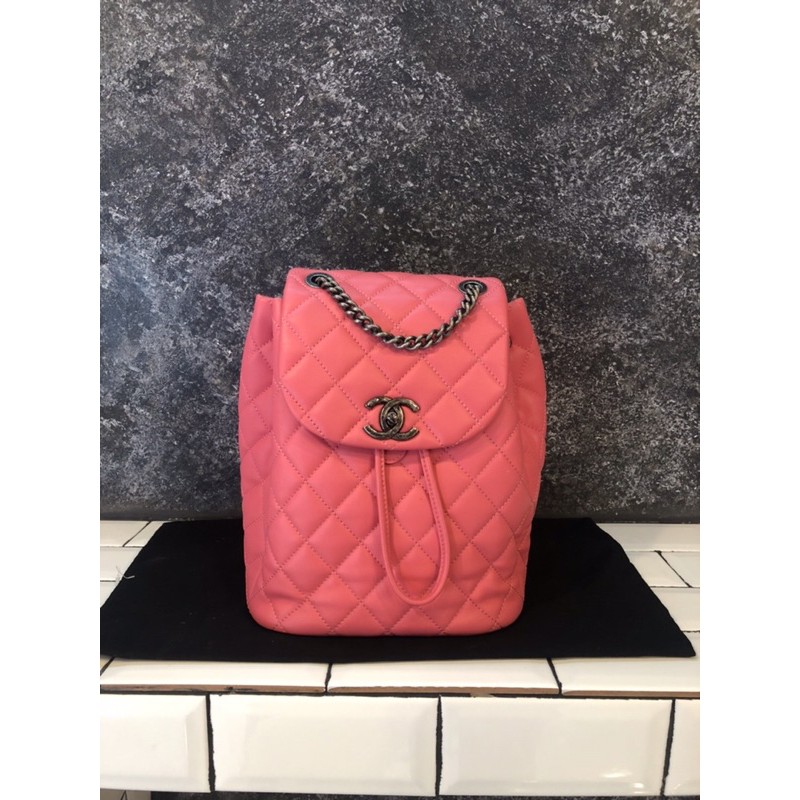 chanel pink backpack holo23 ของแท้100%