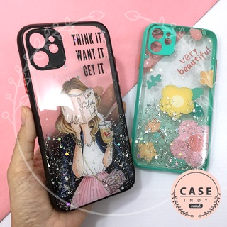 เคสเรียลมี Realme C11(2021) C21 C21Yเคสมือถือ TPU ขอบสีกันกล้อง กากเพชรกริตเตอร์ไล่สีลายการ์ตูน