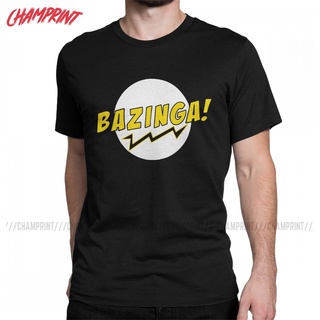 เสื้อยืดคอกลม แขนสั้น ผ้าฝ้าย 100% พิมพ์ลายกราฟฟิค Bazinga The Big Bang Theory สําหรับผู้ชาย และผู้หญิงS-5XL