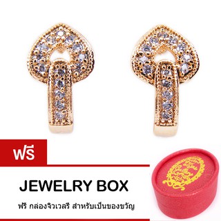 Tips Gallery ต่างหู เงิน 925 หุ้ม ทองคำ แท้ 24K เพชร CZ 0.25 กะรัต รุ่น Heart Spade Design TES169