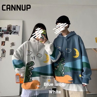 CANNUP เสื้อผ้าผู้ชาย เสื้อฮู้ดแขนยาว hoodie พิมพ์ลาย ทรงหลวม ไซซ์ M-XXL 12 สี