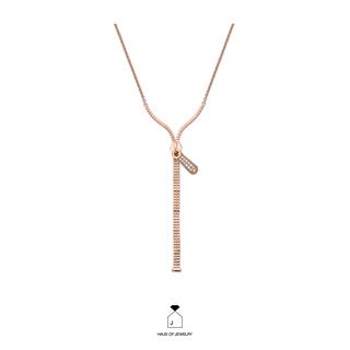 Haus of Jewelry - ZIP LARIAT NECKLACE สร้อยคอเงินแท้ ประดับเพชรคิวบิกเซอร์โคเนีย (Cubic Zirconia)