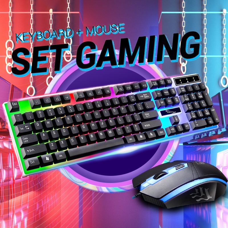 ชุดคีย์บอร์ดและเมาส์สําหรับเล่นเกม RGB ชุดเมาส์และคีย์บอร์ดสําหรับเล่นเกม สาย USB RGB Gaming สาย USB