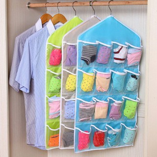 16 lattice transparent wardrobe Bag Shelf Hanging Bedroom Wall Door Closet Storage Net Kids Toy Organizer Bag