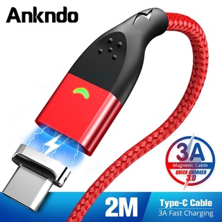 Ankndo Usb Type C สายชาร์จแม่เหล็ก Usb Type-C Qc3.0 1 เมตร 2 เมตร Usb-C สายเคเบิลข้อมูล