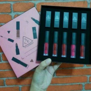 3ce mood recipe lip mini kit ลิปแมท+ลิปกลอส โทนชมพูแดง