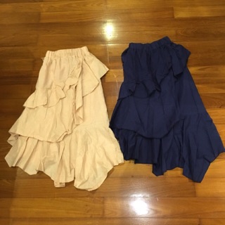 Basics by Sita skirt navy blue &amp; peach pink เอว27สะโพก 36