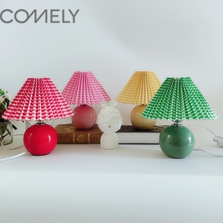 COMELY มี 4 สี โคมไฟข้างเตียงสไตล์เรโทรสไตล์ญี่ปุ่น โคมไฟห้องนอนที่เรียบง่าย โคมไฟตั้งโต๊ะพับเก็บได้ โคมไฟสวิตช์ป้องกันดวงตา โคมไฟพับได้ แสงอุ่น ไฟกลางคืน โคมไฟนอน โคมไฟอ่านหนังสือสำหรับเด็ก วัสดุเซรามิกที่สวยงาม