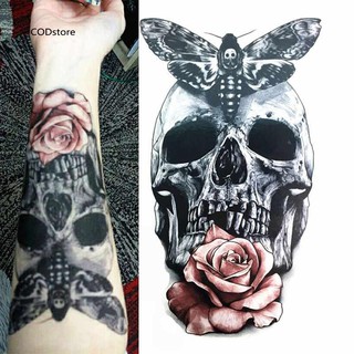 CST_Long Lasting Punk Flower Skull Waterproof Temporary Body Art Fake Tattoo Sticker