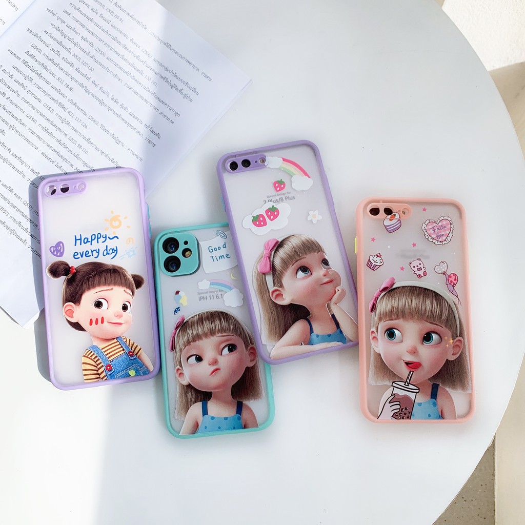 เคสขอบสีสกรีนลายการ์ตูน รุ่น  iPhone12 mini iPhone12Pro iPhone12Promax เคสไอโฟน 12mini iPhone 12 Pro