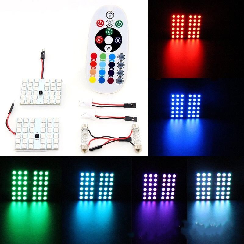 ไฟ LED ไฟเก๋ง RGB ไฟเพดานรถยนต์ เปลี่ยนสีได้ 16 สี พร้อมรีโมท (1คู่) – โปรปัง