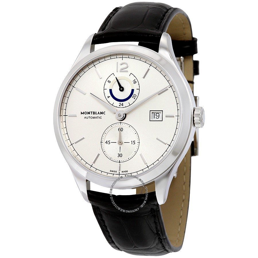 MONTBLANC 112540 Heritage Chronometrie Dual Time เงินหมุนอัตโนมัตินาฬิกาผู้ชาย