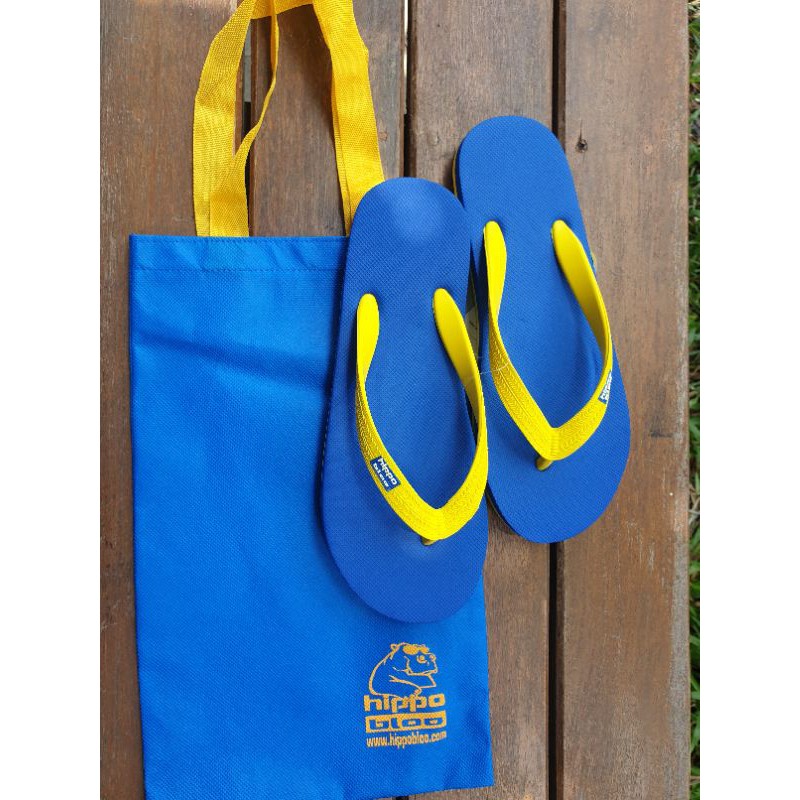 รองเท้าแตะ hippo bloo น้ำเงินเขียวสายเหลือง
