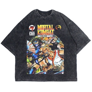 [100% Cotton] เสื้อยืด ลาย Mortal OVERSIZE Combal BATTLE WAVE WASHING VINTAGE TEE (เสื้อยืดซักผ้า)