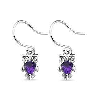 Silver thai Sterling Silver Teardrop Amethyst Hook Earringsต่างหูเงินแท้สีอเมทิสต์ตะขอเงินแท้925