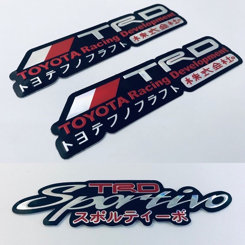 สติ๊กเกอร์ TRD Sportivo Toyota Racing Japan สติกเกอร์ 4ชิ้น 3Dตัวนูน แต่งรถ ติดรถ ติดกระจก Vios Yaris Vigo Revo Fortuner