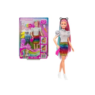 ตุ๊กตาบาร์บี้เสือดาวสายรุ้ง รุ่น GRN81 Barbie Leopard Rainbow Hair Doll GRN81