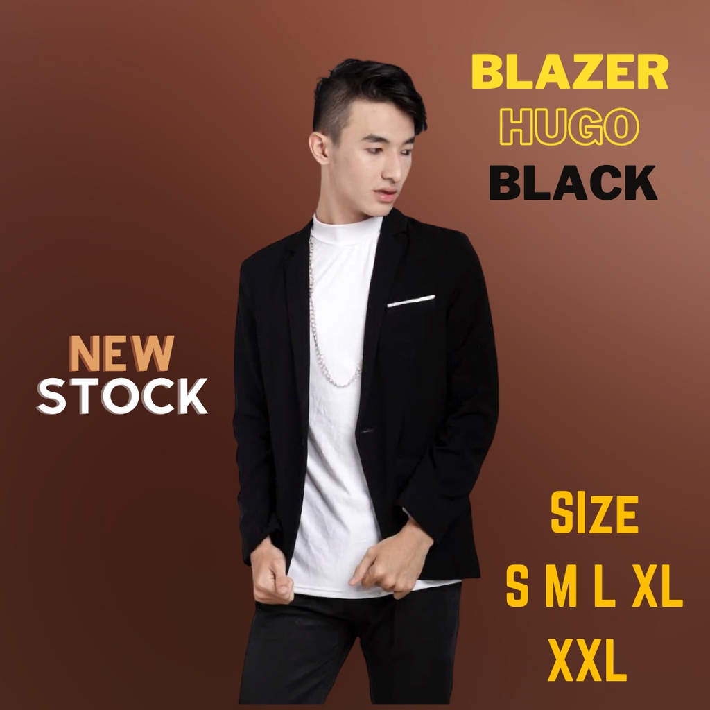 เสื้อแจ็คเก็ตเบลเซอร์สีดําสําหรับผู้ชาย SLIMFIT, JUMBO SIZE, WEDDING JAZ BLAZER, BLESSER, WEDDING, G