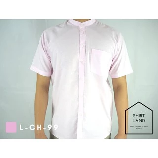 คอจีน/แขนสั้น (สีอ่อน) M/L/XL ผ้า OXFORD - SHIRT LAND เสื้อเชิ้ตผู้ชาย Short Sleeve Chinese Mandarin Collar Shirt