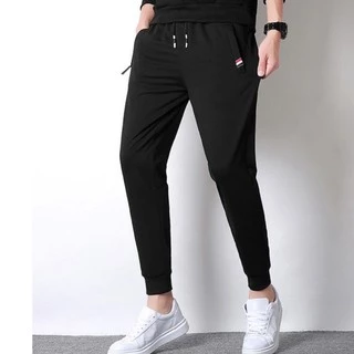 กางเกงกีฬาลำลองผู้ชาย M-5XL ไซส์ใหญ่กางเกงขายาวทรงหลวมสไตล์เกาหลีผ้าหนาเอวยางยืดมีกระเป๋าซิปคู่A19#