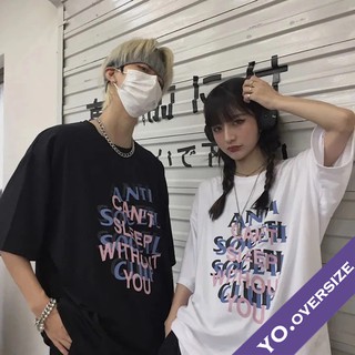 Yo.oversize 🍑พร้อมส่ง 🌟 20046 เสื้อยืดโอเวอร์ไซส์ oversize มินิมอล ลายตัวอักษรภาษาอังกฤษ