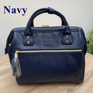 Anello แท้100% RETRO PU leather 3WAY Big Boston Shoulder bag Backpack สี Navy กระเป๋าสะพายข้าง กระเป๋าใส่เอกสาร