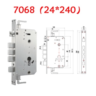 ตัวล็อกประตู แบบเหล็ก กว้าง 75 มม. 6068 7068 7568 24 240 30 240 30 388 40 388