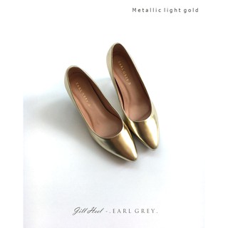 EARL GREY รองเท้าหนังแกะ รุ่น Jill Heel in Metallic light gold