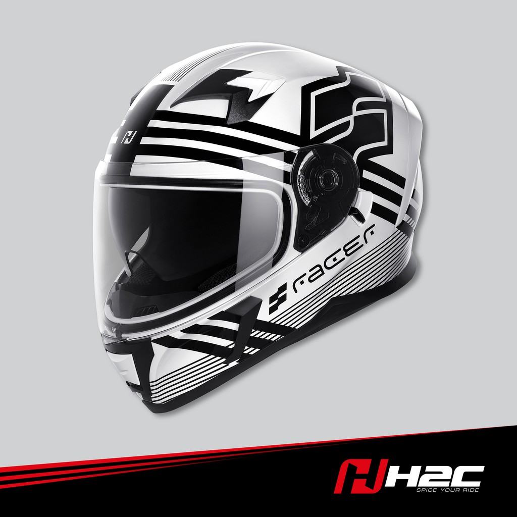 [ลิขสิทธิ์แท้] Honda H2C หมวกกันน็อก RACER แบบเต็มใบ สีขาว